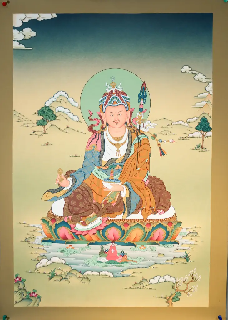  Guru Rinpoche Thangka – Karma Gadri Style – The Victorious Lotus Born 