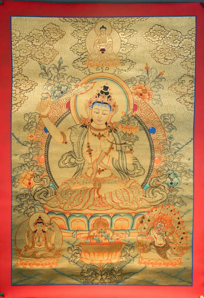 Manjushri Thangka – Golden Serthang Masterpiece
