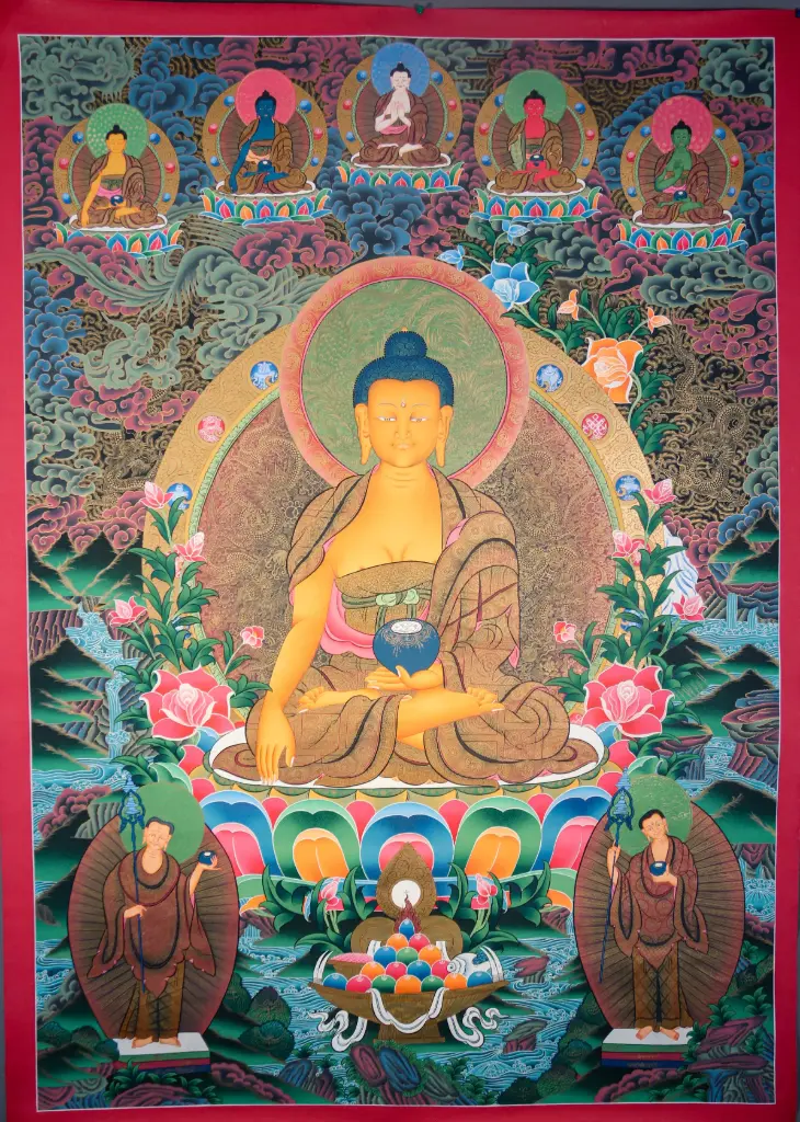 Shakyamuni Buddha Thangka – A Vibrant Masterpiece