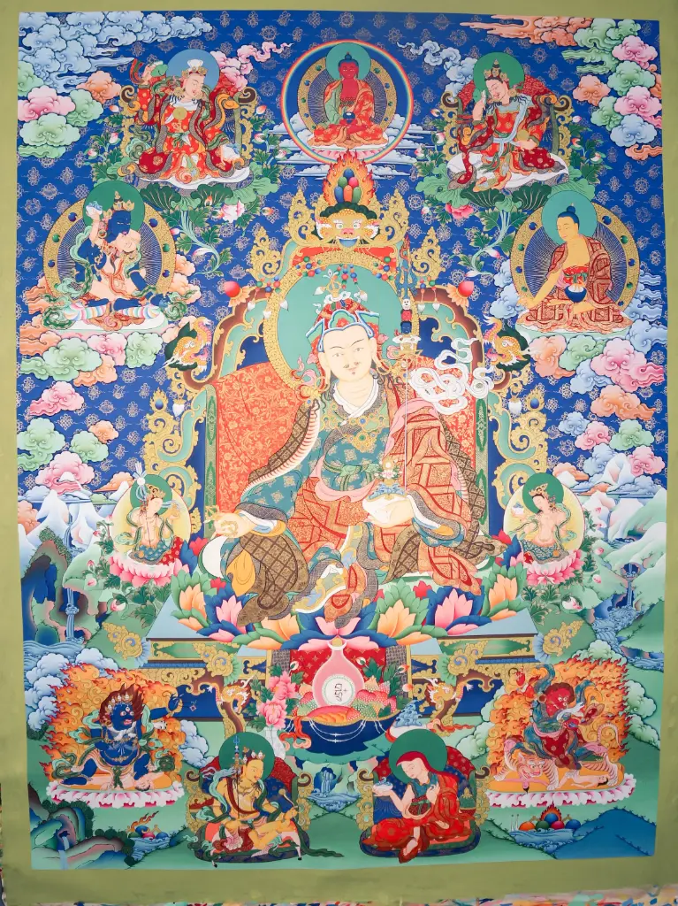 Guru Rinpoche Thangka – Eight Manifestations Assembly