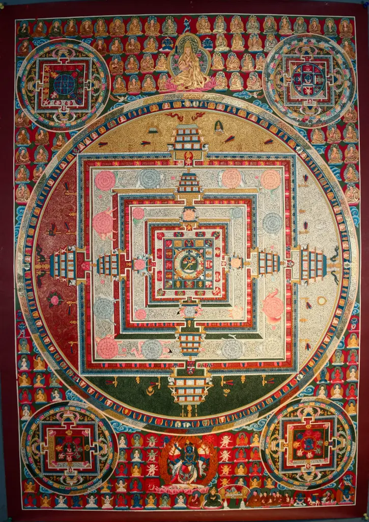 Kalachakra Mandala Thangka – Five Mandala Assembly