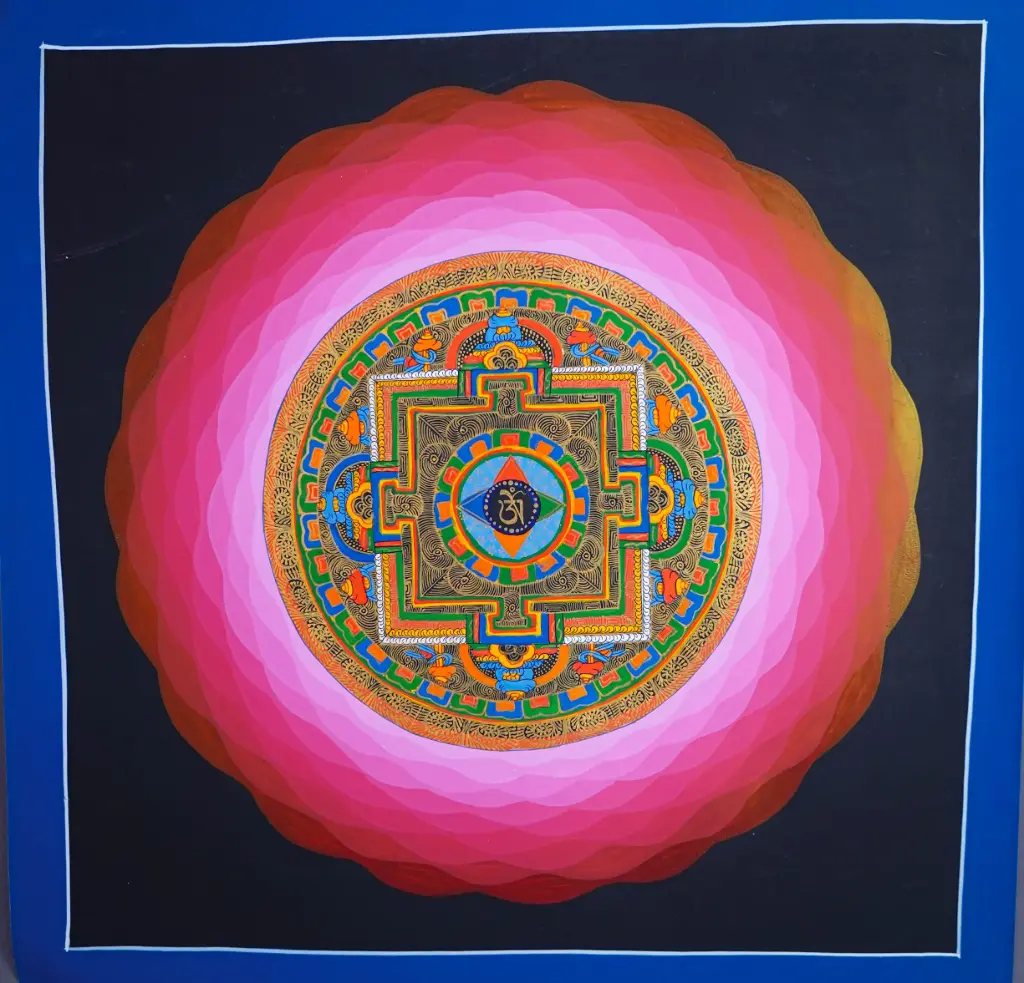 Om Bija Mantra Mandala Thangka