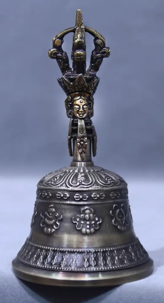 Mantra and Ashtamangala Bell with Five‑Spoked Vajra Head