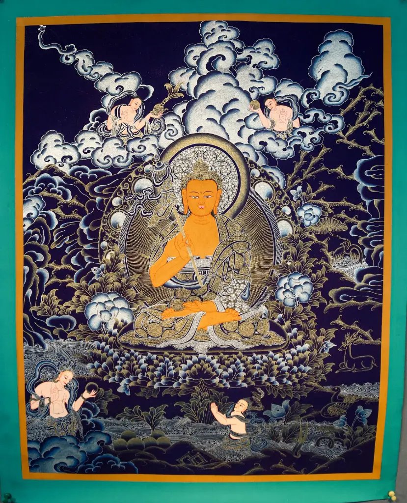 Shakyamuni Buddha Thangka – Gold & Silver Nagthang – The Supreme Teacher’s Blessing
