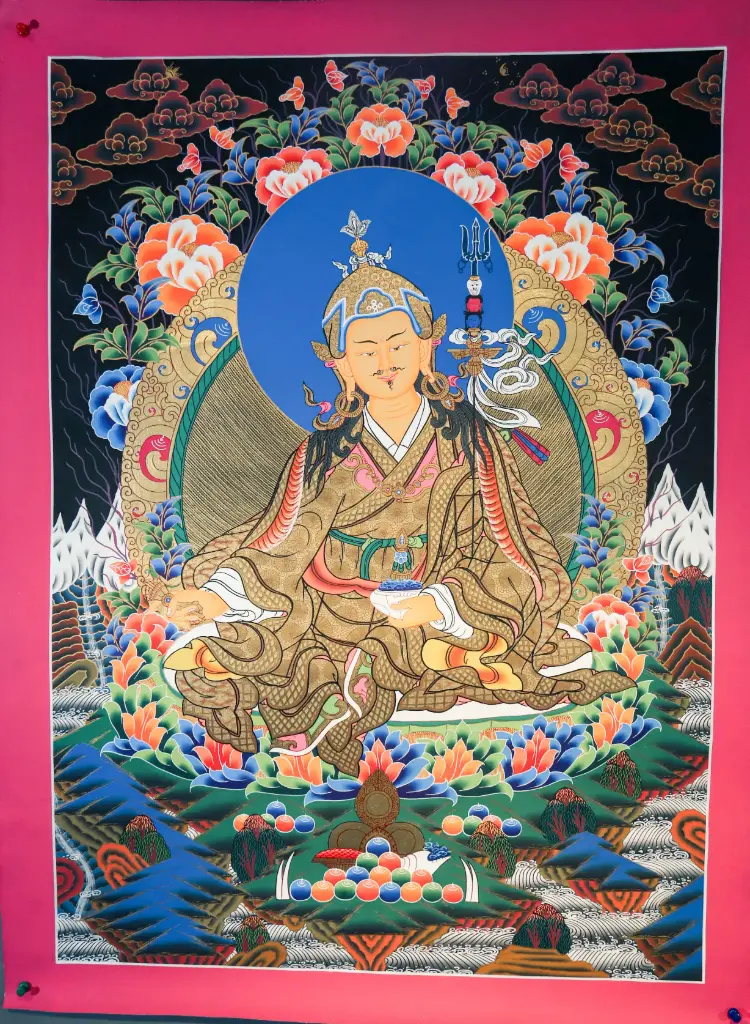Guru Rinpoche Thangka – Menri Landscape