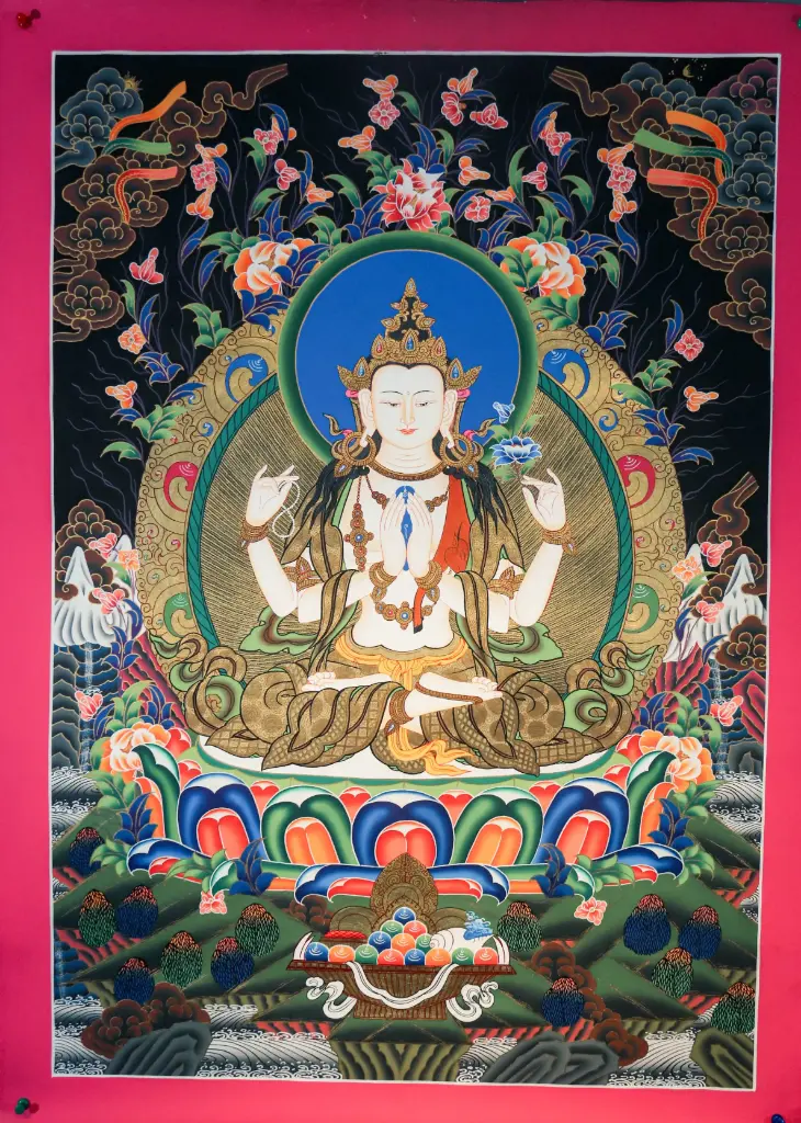 Chenrezig Thangka (Floral Nagthang)