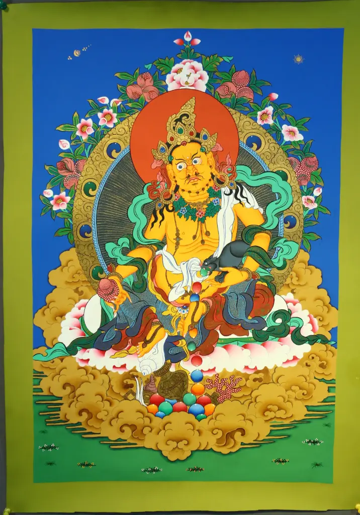Yellow Jambhala Thangka – Golden Lord of Wealth 