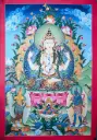 Chenrezig Thangka with Manjushri & Vajrapani – Menri Landscape