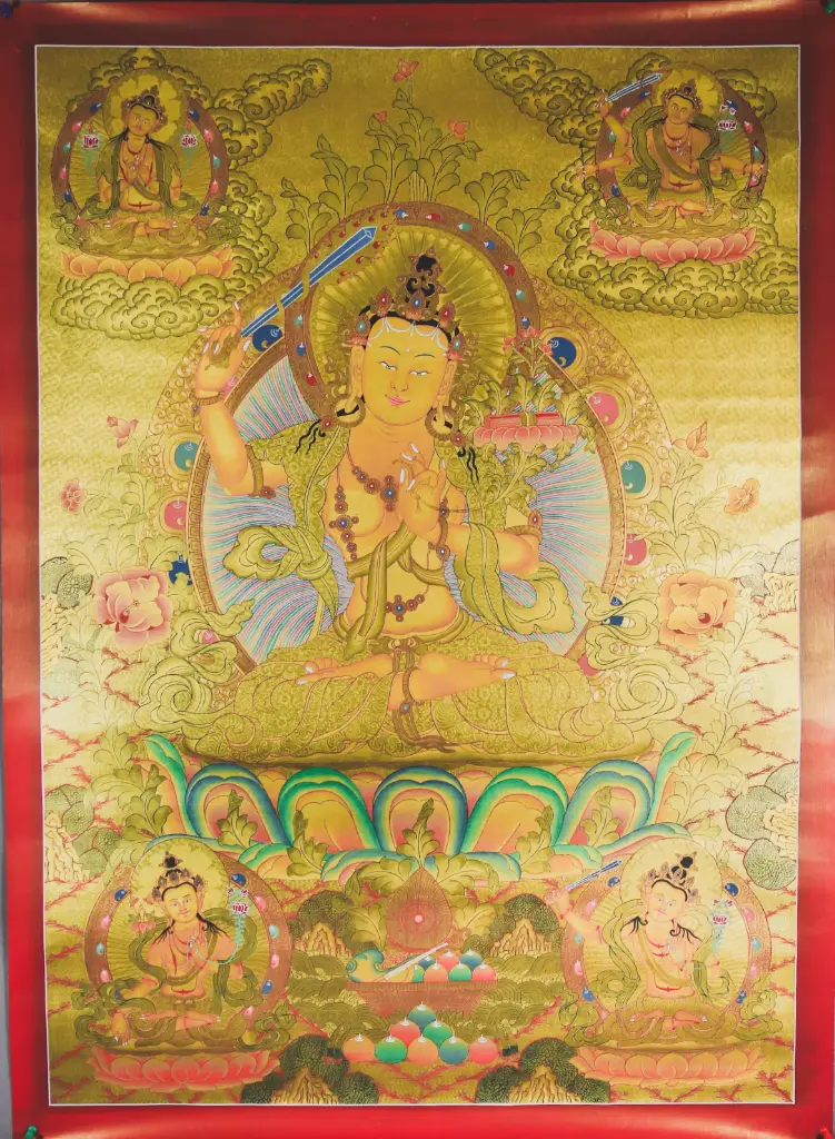 Manjushri Thangka – Golden Wisdom Assembly – Mirror of Luminous Insight