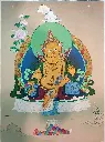 Yellow Jambhala Thangka (Tibetan Karma Gadri Style) God of Wealth and Generosity