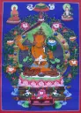 Manjushri, Amitabha, White Tara – Blue Thangka